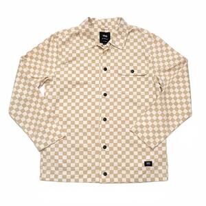 Men's Vans Drill Chore Coat - Checkered Pattern Cream and Tan- Size XL